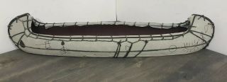 Vintage Native American Hand - crafted Birch Bark Canoe Home Decor 22” L X 5.  5” W 2