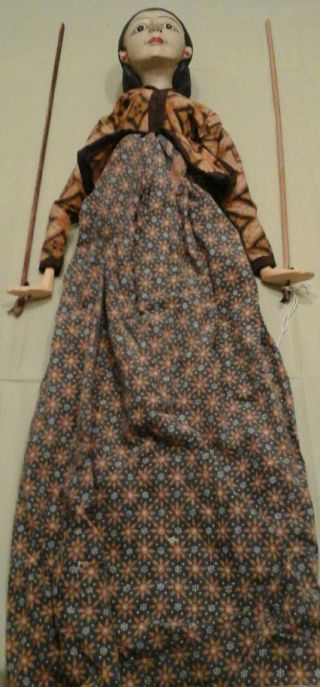 Vintage Indonesian Puppet Golek Wayang Wooden Female Puppet 24 "