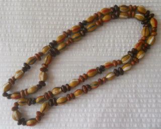 Central Australian Aboriginal Painted Gumnuts Tan & Dark Brown Seeds Necklace