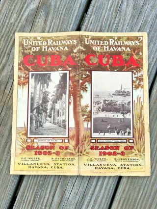 Antique 1902 United Railways Of Havana Cuba Railroad Brochure Map