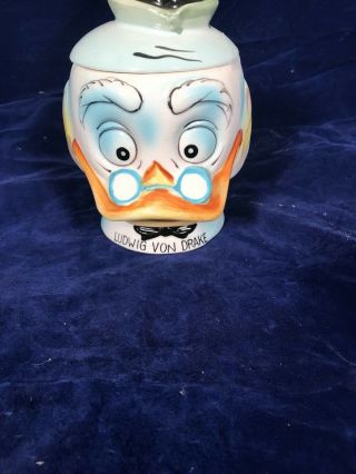 Rare Walt Disney Productions Ludwig Von Drake Donald Duck Vtg Biscuit Jar 1961