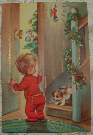 - Little Boy,  Dog,  Christmas Morning - 1950 