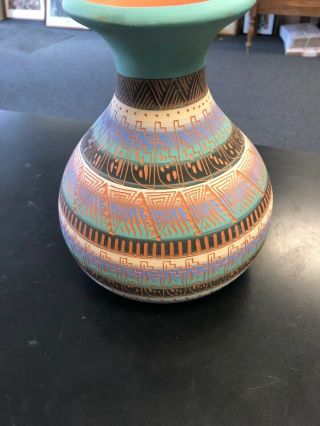 Navajo Art Pottery Vase Hand Painted Signed