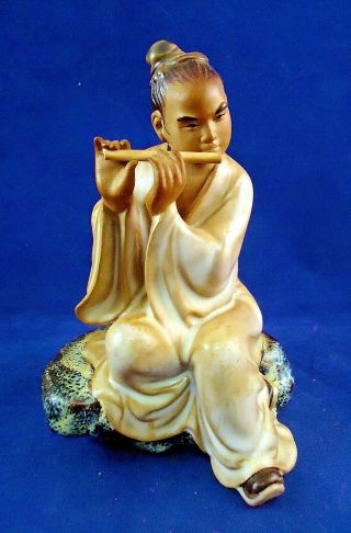 Chinese Ceramic Pottery Mud Man Mudmen Figurine Musician Flute Player - O1