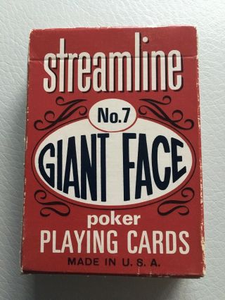 Streamline Giant Face Deck Of Poker Playing Cards Vintage Arrco No.  7