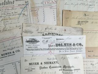 Antique Ephemera Letterhead Documents General Merchant Receipts Steamboat