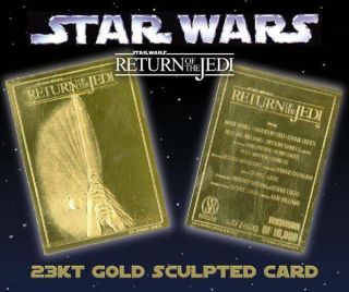 Star Wars Return Of The Jedi Movie Poster 23kt Gold Card Sculptured /10,  000