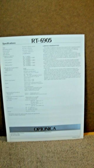 1970S Optonica RT - 6905 Computer Control Cassette Deck 7 Page Booklet with Specs 3