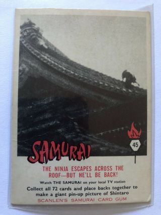 Scanlens The Samurai Card 1964 45 Ninja Escapes Across The Roof