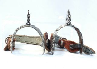 Chromed Mexican Spurs with Engraved Decoration,  Cowboy show spurs with straps 5