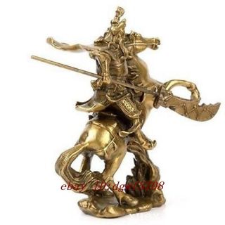 14 cm / Chinese Hero Guan Gong Guan Yu ride on horse bronze statue 3