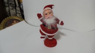 Vintage Santa Claus Christmas Decoration Figurines Flocked Plastic Faces