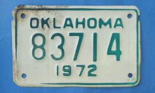 1972 Oklahoma Motorcycle License Plate