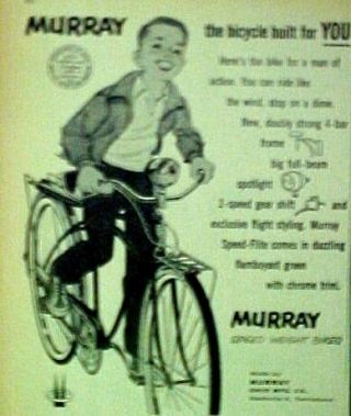 1958 Murray Boys Bikes Speed - Weight Bicycle Memorabilia Promo Trade Print Art Ad