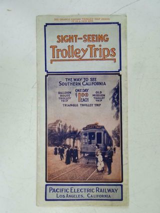 Antique 1912 Pacific Electric Railway Los Angeles Sight Seeing Trolley Brochure