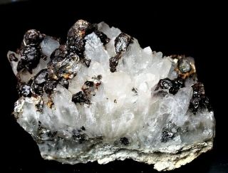 Minerals : Brown Sphalerite Crystals On Quartz Crystals From Italy