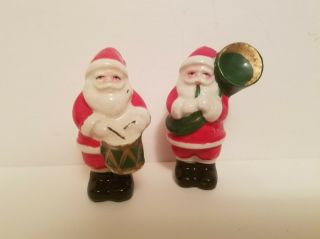 Vintage Santa Claus Figurines Salt Pepper Shaker Japan Cork Stoppers Set Of 2