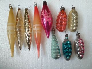 Vintage Ussr Russian Christmas Xmas Year Glass Ornaments Icicles