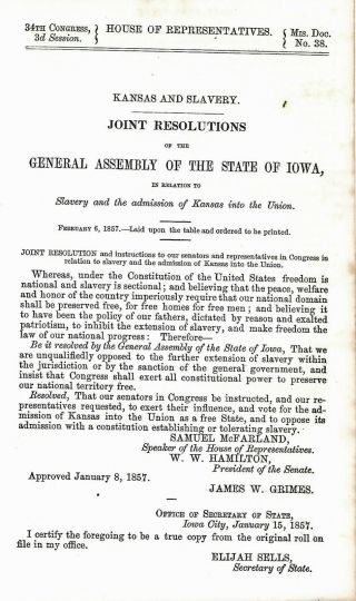 Kansas Territory 1857 Expansion Spread Of Slavery U.  S.  Constitution Freedom