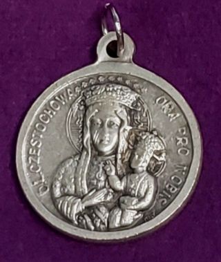Early Silverplate Pope John Paul Ii Our Lady Of Czestochowa 1 1/8 " Medal (sb14 7