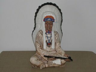 Vintage Native American Indian Chief Ceramic Painted