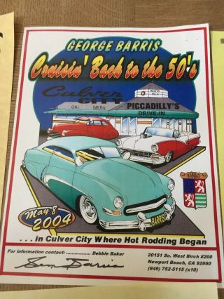 Cruisin’ To The 50’s George Barris Signed Poster,  Event Map,  Letter,  More