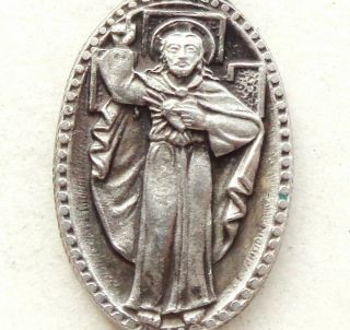 Splendid Vintage Medal Pendant To Our Lady Of Carmel & Sacred Heart Of Jesus