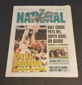 The National Sports Daily News Paper Jan.  15 1991 Rare Michael Jordan Bo Jackson