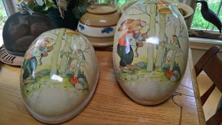 Germany Vtg Antique Paper Mache Easter Egg Peter Rabbit Candy Container Huge 14 "