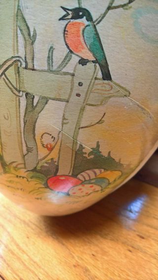 GERMANY Vtg Antique Paper Mache Easter Egg Peter Rabbit Candy Container Huge 14 