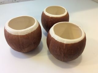 Vintage Hawaiian Coconut Mugs Set Of 3 Trader Vics Restaurant Tiki Barware