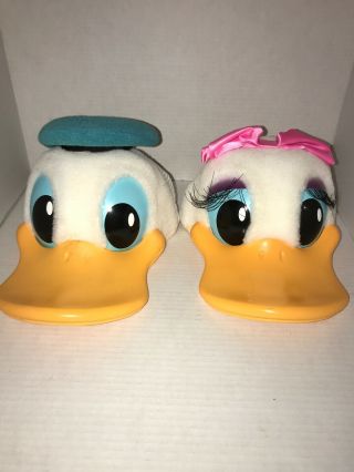Vtg Disney Daisy Donald Duck Plush Snapback Hat Mesh Molded Bill 3d Brand 80 