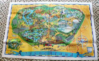 Large 51 Year Old Authentic Map Of Disneyland Dated 1968 29.  5 X 44.  5 Good