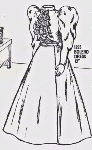 12 " Antique French Fashion/gibson Girl Lady Doll@1895 Dress Bolero Jacket Pattern