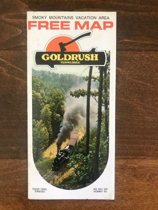 Smoky Mountains Vacation Area Map Goldrush - Pigeon Forge Tennessee 1976