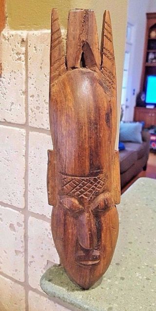 11.  25 " Wooden Carved Tribal Figure Wall Decor Mask Small Tribe Art