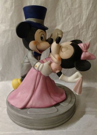 Vintage Disney Mickey & Minnie Mouse Dancing Ceramic Figurine Top Hat Ball