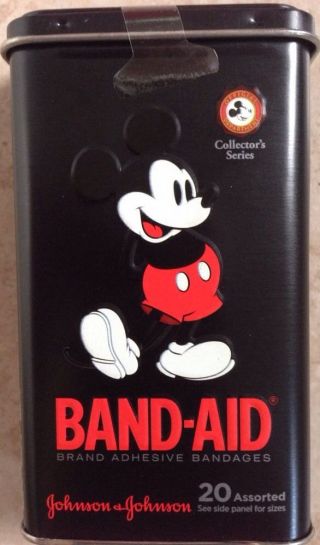 Limited Edition Disney Mickey Mouse J&j Band Aid Metal Box Collector 