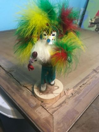Handmade Painted Wood Six 6  Inch Rainbow F Cohoe - Kachina Doll