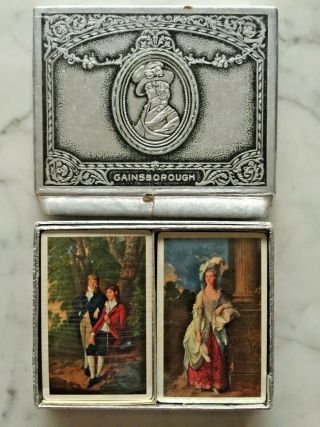 Rare Vintage 2 Deck " Gainsborough " Playing Cards Lid Torn