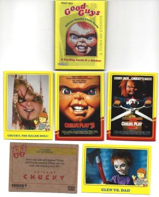 CHILD ' S PLAY CHUCKY GOOD GUYS TRADING CARDS 1 PACK 9 CARDS 1 STICKER 3