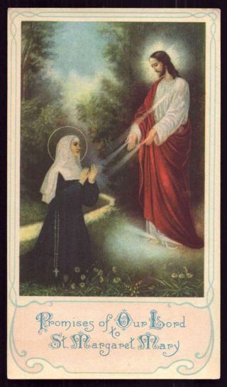 Jesus Apparition To St.  Margaret Marie Alacoque Old Holy Card