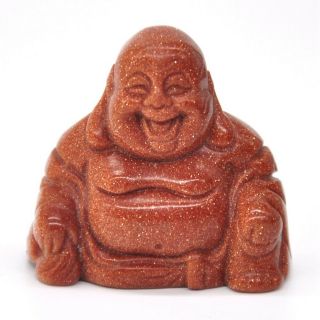 1.  4 " Red Goldstone Sand Crystal Laughing Maitreya Buddha Figurine Lucky Statue