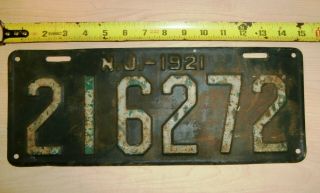 Antique Vintage 1921 Jersey Nj License Plate 15 " L X 6 " H