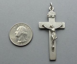 Jesus Christ,  Cross,  Crucifix.  Antique Religious Large Pendant.  Medal. 2