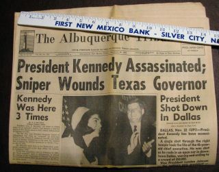 Vintage Newspaper Headline/president Kennedy Assas.  1963