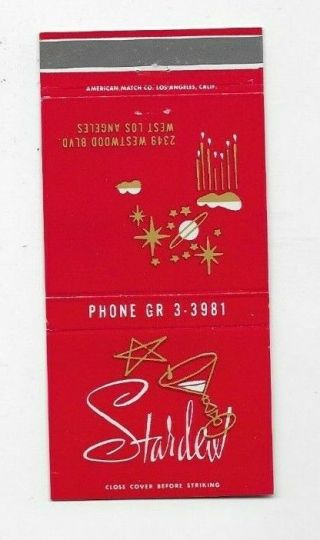 Vintage Matchbook Cover Stardew West Los Angeles Ca A3319