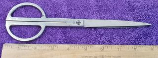 Vintage 9” Stainless Steel Dressmakers Scissors; Made In Italy