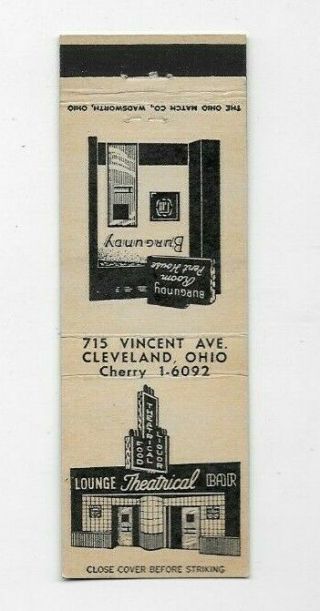 Vintage Matchbook Cover Theatrical Lounge Bar Cleveland Oh A3293