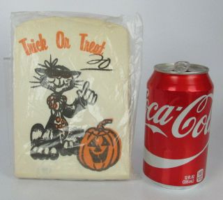 Vintage (open) Pack of 45 Paper Trick or Treat Bags Groovy Cat Pumpkin 6 